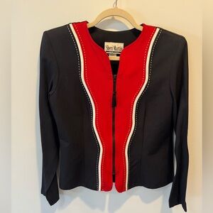 Vintage Sheri Martin Women 6 Moto Zip Jacket Diesel Red Racing Stripes